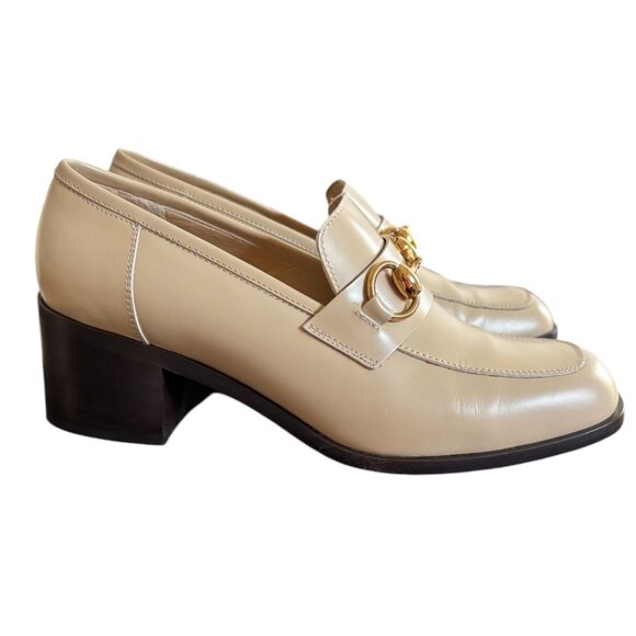 90'S VINTAGE AUTHENTIC GUCCI HORSE BIT CHUNKY LOAFERS HEELS SIZE 7 EUC - Picture 3 of 7